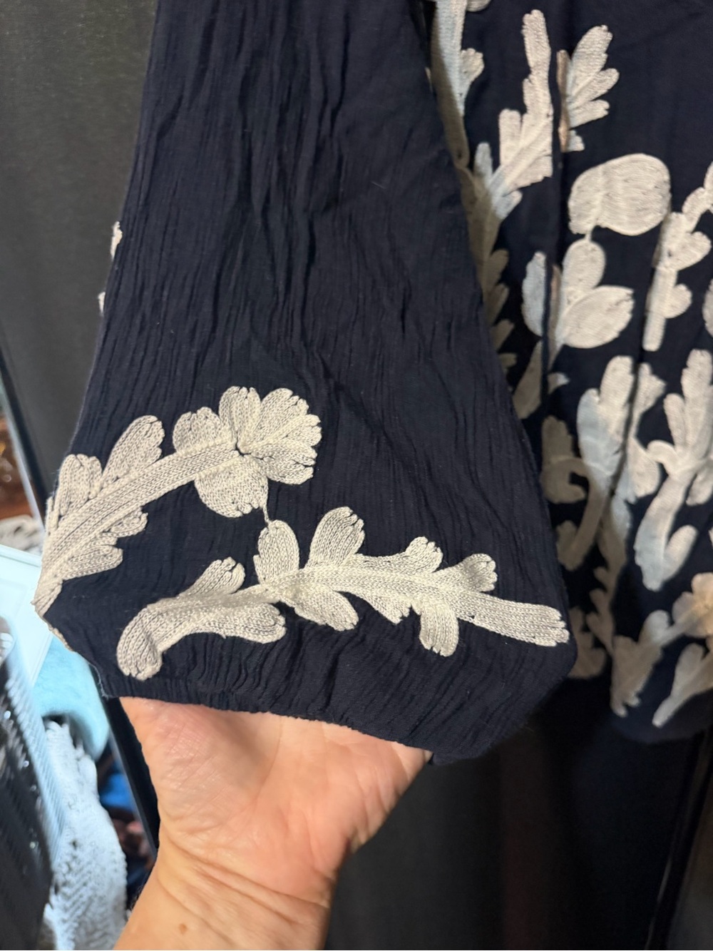 crown & ivy Navy Tunic with White Floral Embroidery - Picture 3 of 4